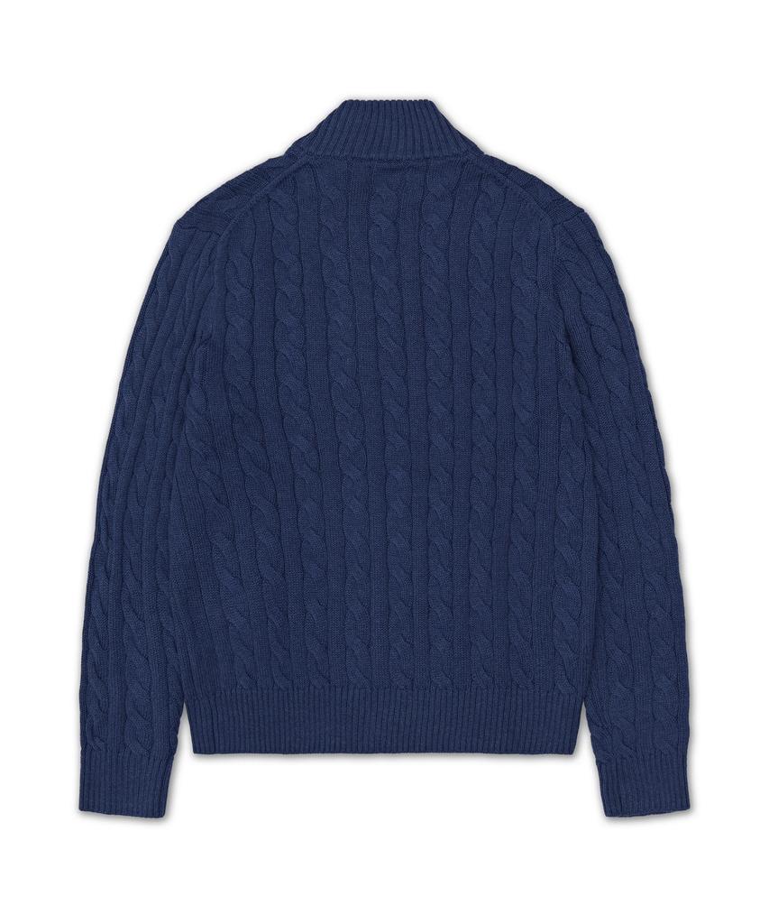 POLO RALPH LAUREN Cable Knit Cotton Quarter Zipper Sweater - Navy