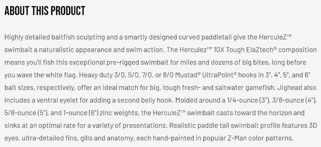 Zman Мягкая приманка Herculez Swimbait 3 дюйма, 2 шт. в упаковке, жемчуг (5974)