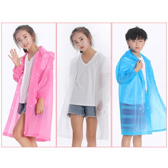 Детский плащ для мальчиков и девочек, прозрачный длинный дождевик с капюшоном из ЭВА, уличная дождевик