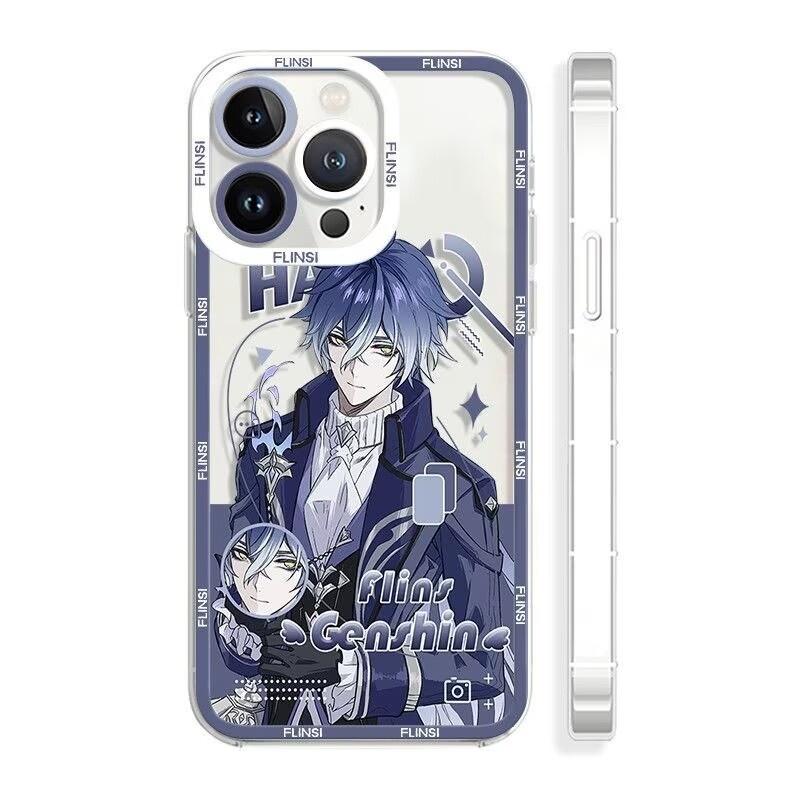 Чехол для телефона Genshin Impact Lauma Flins Columbina для IPhone 11 12 14 15 16 Pro Max Mini X XS Max 7 8 6 6S Plus Прозрачный чехол