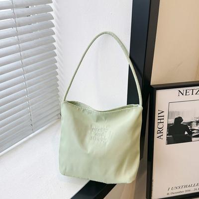 Handbag Embroidery Shoulder Bag Korean Style Nylon Bucket Bag Versatile Letter Underarm Bag Travel