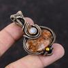 Подвеска из драгоценного камня Sunstone, подвеска из медной проволоки, подвеска из радужного лунного камня, ручная работа, медные украшения, подарок для женщин, ювелирные изделия из проволоки