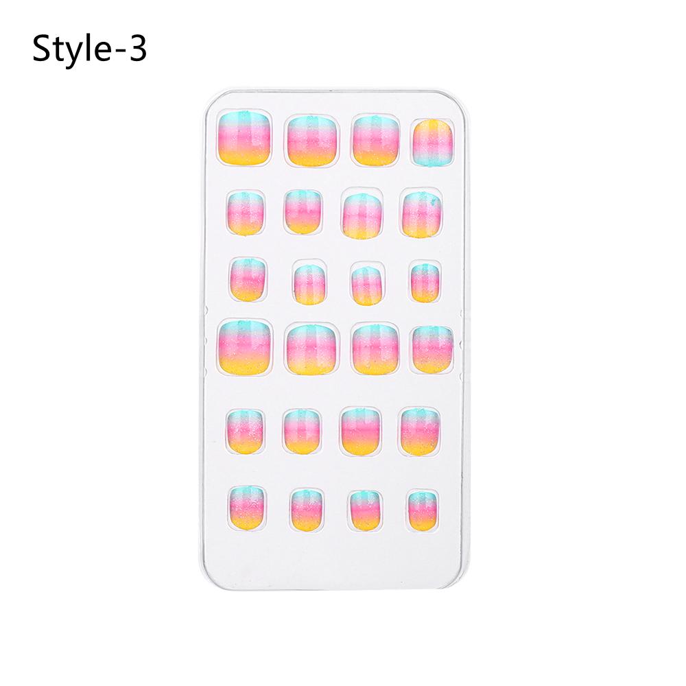 24Pcs/Set Kids Artificial Manicure Tool Child False Nails Nail Tips Fake Nails Wearable