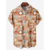 Mens Shirt Short Sleeve Geometric Print Button Down Shirt Summer Beach Shirt Camping Shirt Short Sleeve Mens Formal Shirt