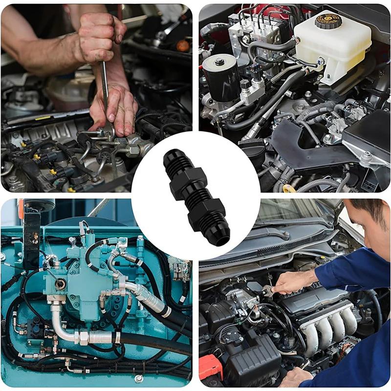 0-Degree AN6 AN8 AN10 AN4 Aluminum Alloy Radiator Oil Cooler Pipe through Wall Extension Joint Straight Nut Connector for Modifi