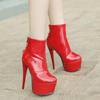 Модные сексуальные ботильоны на высоком каблуке для женщин, модные лакированные короткие ботинки на платформе, белые, красные, фетиш-обувь для вечеринок, большой размер 45 47