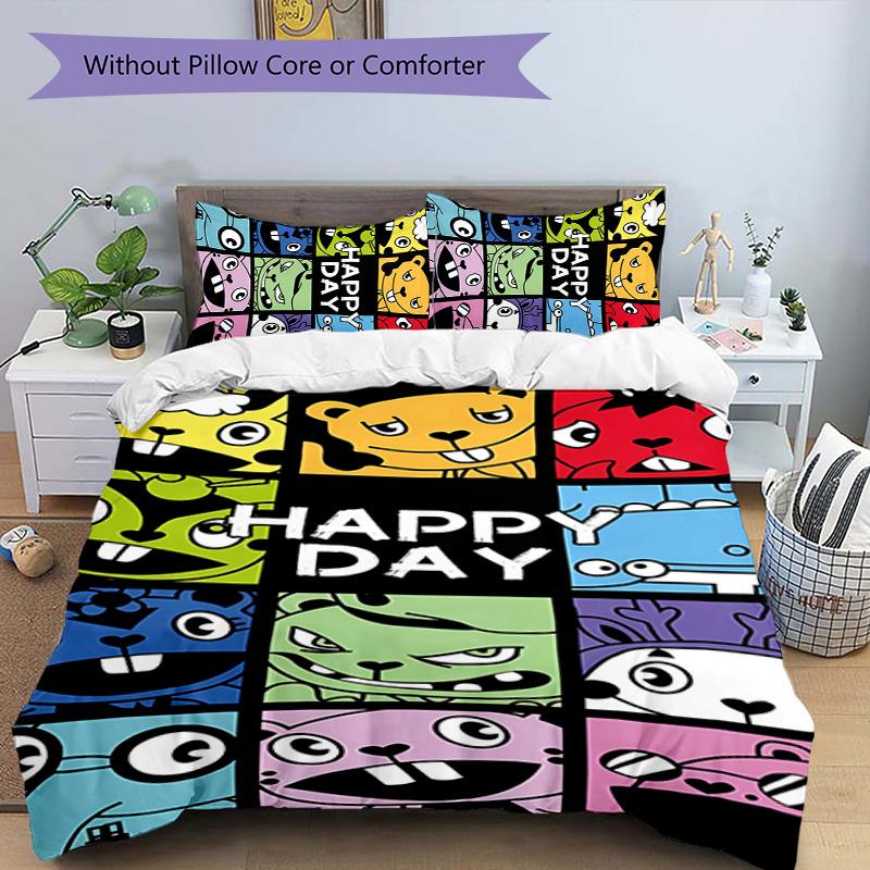 3pcs Happy Tree Friends2 pattern bedding set duvet cover set includes duvet cover &pillowcases, perfect all season bedroom decoration & gift