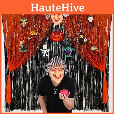 Новые украшения для Хэллоуина Макарон Дождь Занавес Фон Стена Набор Масок Ведьмы