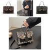 Elegant Retro Leopard Pattern Small Square Purse For Women Sophisticated Fashion Accessory