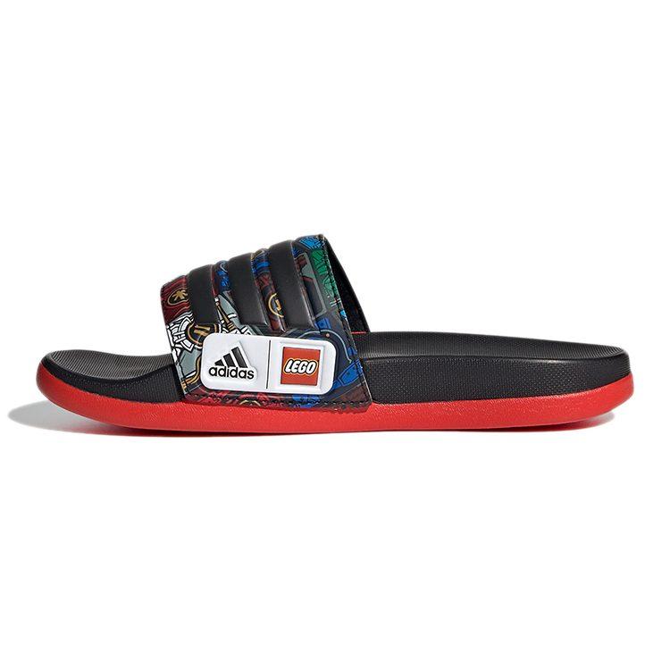 Детские шлепанцы LEGO x Adidas Adilette Comfort K Черно-красные FY8835