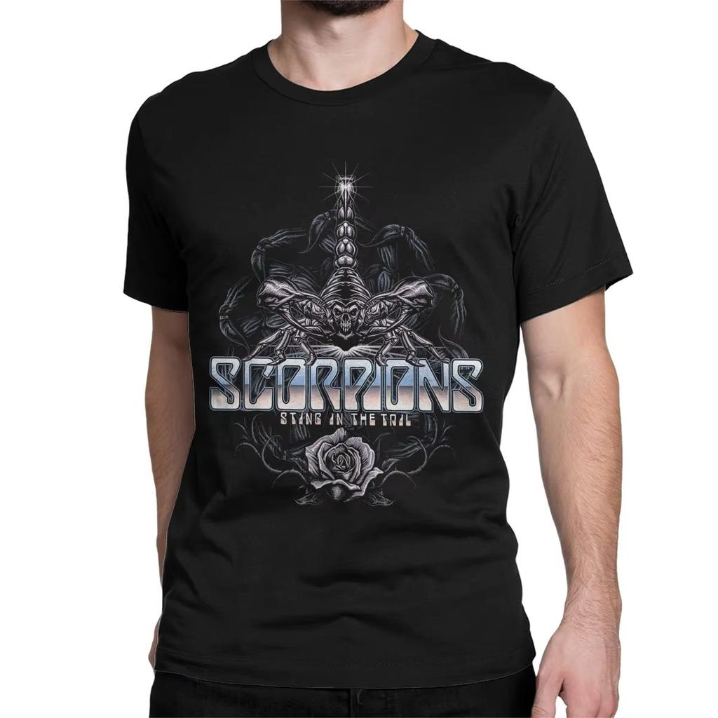 2025 Men's Women's T-Shirt Heavy Metal Scorpion Cotton T-Shirt Short Sleeve Hard Rock Band T-Shirt Crew Neck Clothes Graphics
