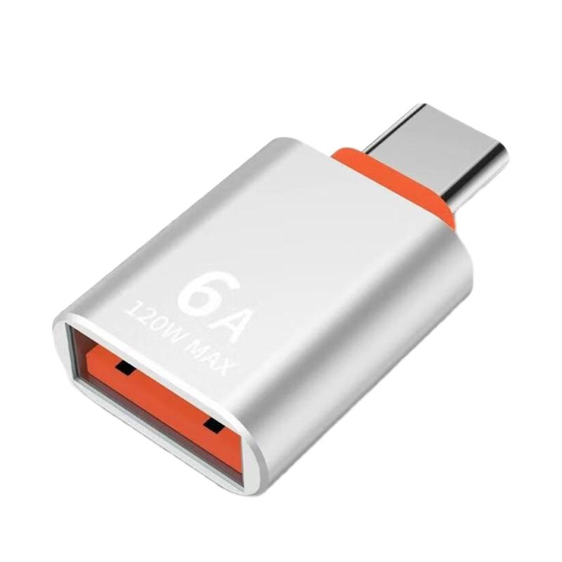 Прочный металлический адаптер Type C на USB OTG конвертер для быстрой передачи данных, зарядка 120 Вт 6 А и подключение устройств