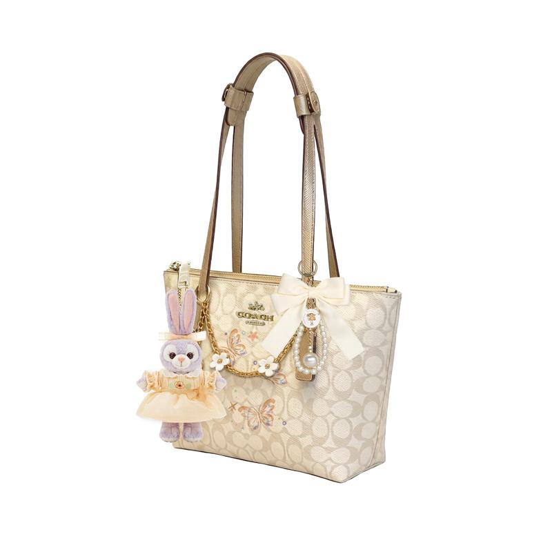 COACH shoulder bag [Customized bag] Fiona 24 classic logo FIONA zipper closure printing flower chain doll butterfly pearl Gentle Poetry Basic Style