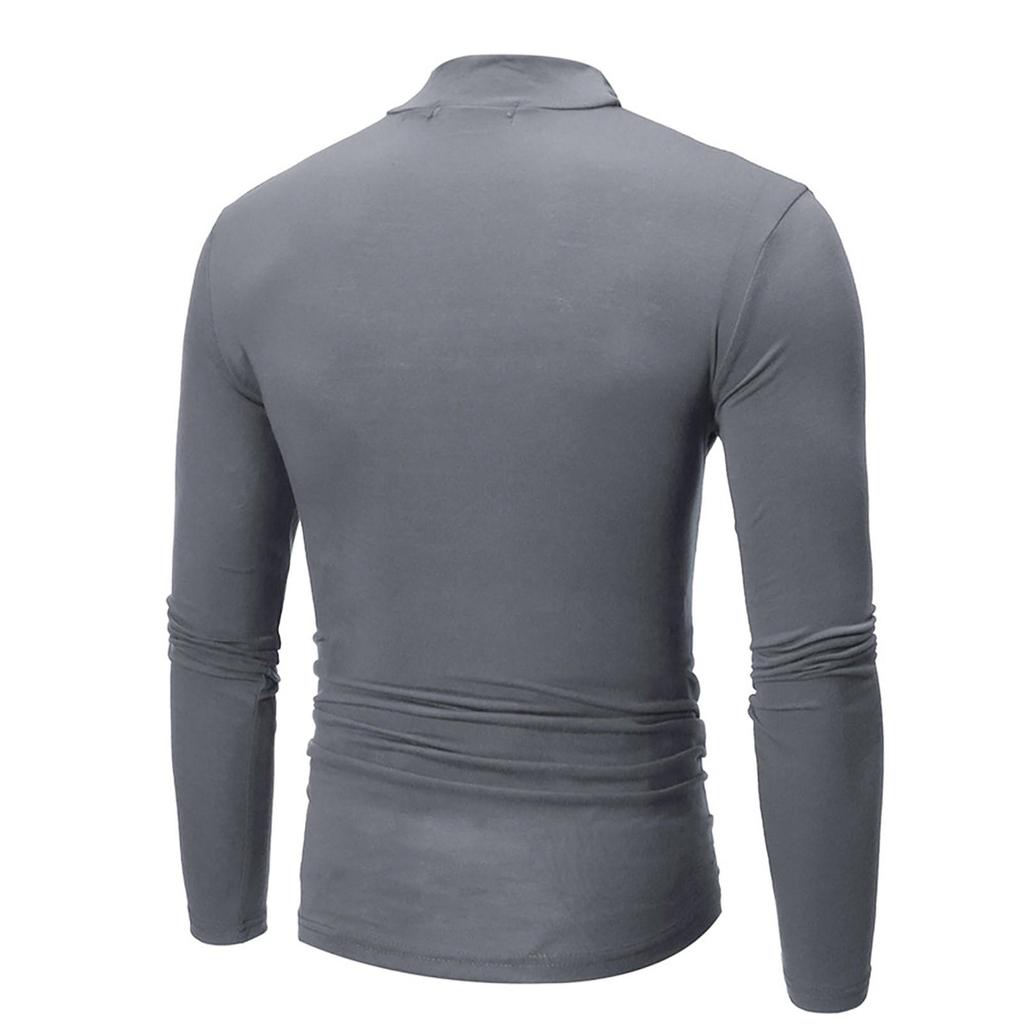 Мужская осенне-зимняя цветная универсальная футболка с длинным рукавом, верхняя блузка