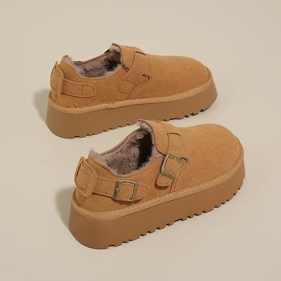 Зимние ботинки для снега, женские ботильоны на платформе, ультра-мини-сапоги, тапочки, шлепанцы, кожаные, шерстяные, каштановые туфли