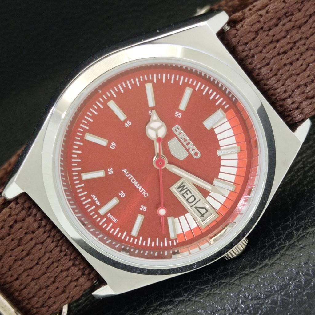 ЯПОНСКИЕ ВИНТАЖНЫЕ ОТРЕМОНТИРОВАННЫЕ МУЖСКИЕ АВТОМАТИЧЕСКИЕ ЧАСЫ SEIKO 5 6309A КРАСНЫЙ ЦИФЕРБЛАТ a440911-4