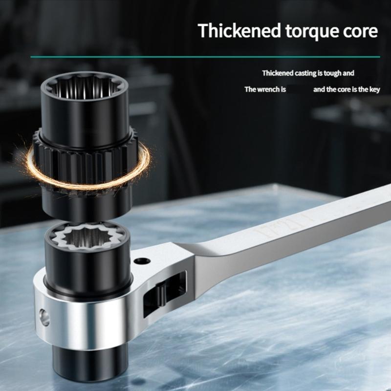 Многоразмерный трещоточный ключ с двусторонним дизайном для механиков, DIY-проектов, конструкция из коррозионностойкой стали