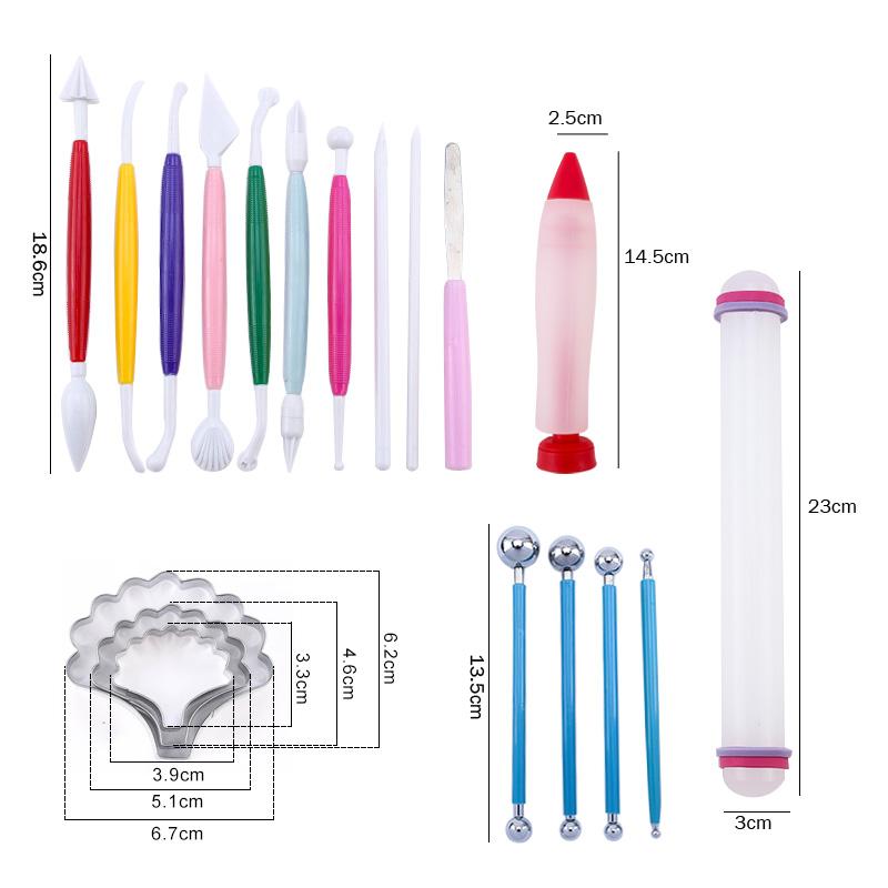 Набор инструментов для лепки тортов из помадки, резные цветы, лепка из глины, набор принадлежностей для выпечки, инструменты для украшения тортов