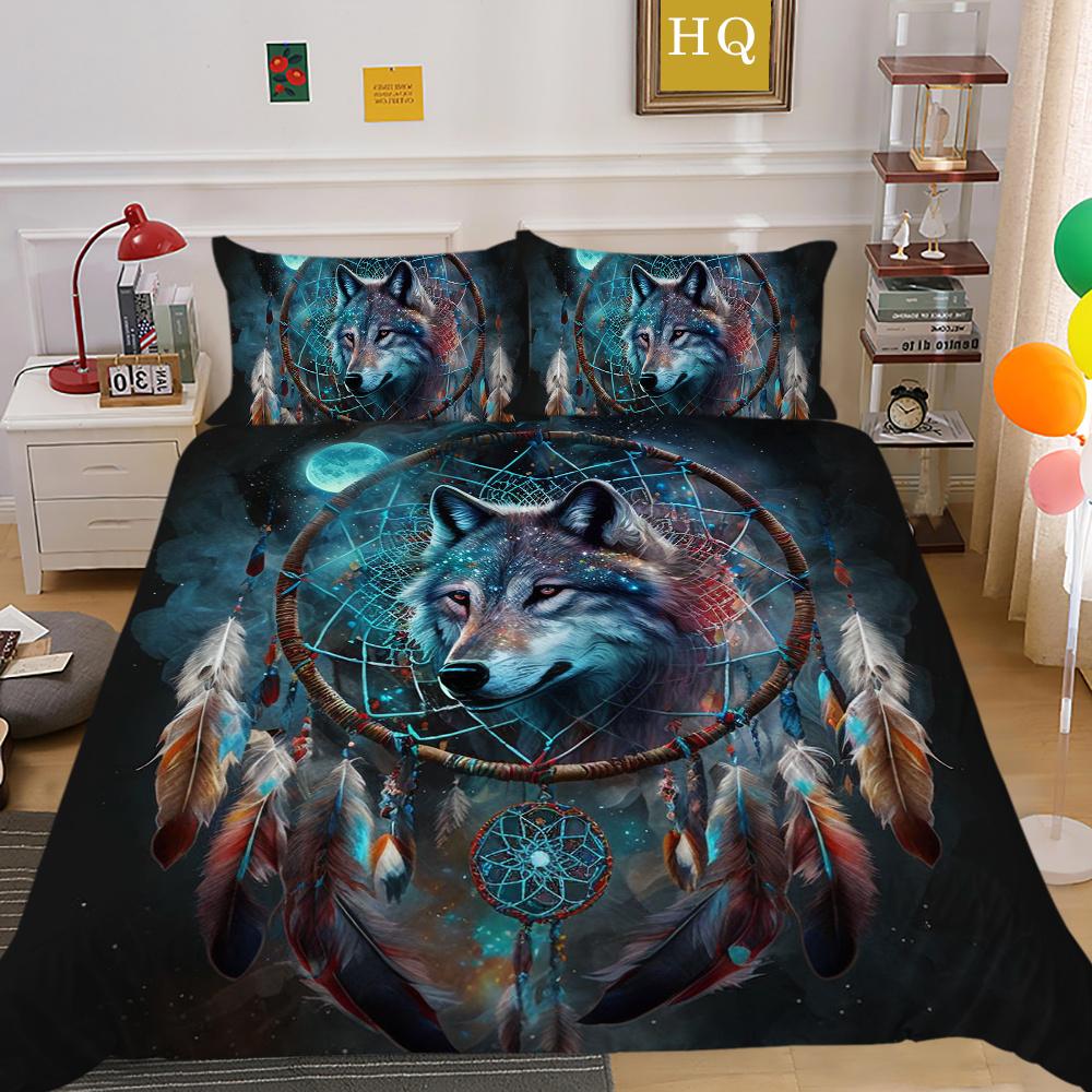 Домашнее постельное белье с принтом волка, комплект постельного белья из микрофибры королевского размера, мужской мягкий домашний текстиль высокого качества