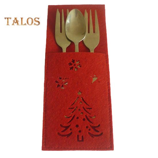 4 шт., Рождественский резак, держатель для вилок, квадратная рождественская елка, снежинка, полый узор, карманная сумка для столовых приборов, тканевый органайзер для посуды, декор стола