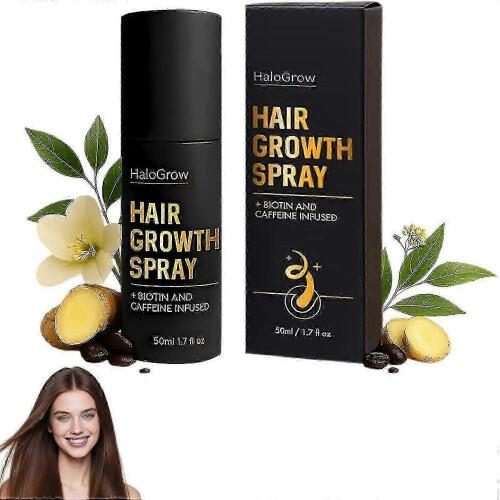 (1PCS) Спрей для роста волос HaloGrow 1-3X с биотином и кофеином - Быстродействующее средство для восстановления роста волос при их истончении у мужчин и женщин