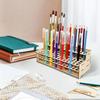 75 Slot Paint Brush Stand, Wooden Desktop Brush Organiser Stand for Drawing Tool, Pencils, Makeup Tools Management