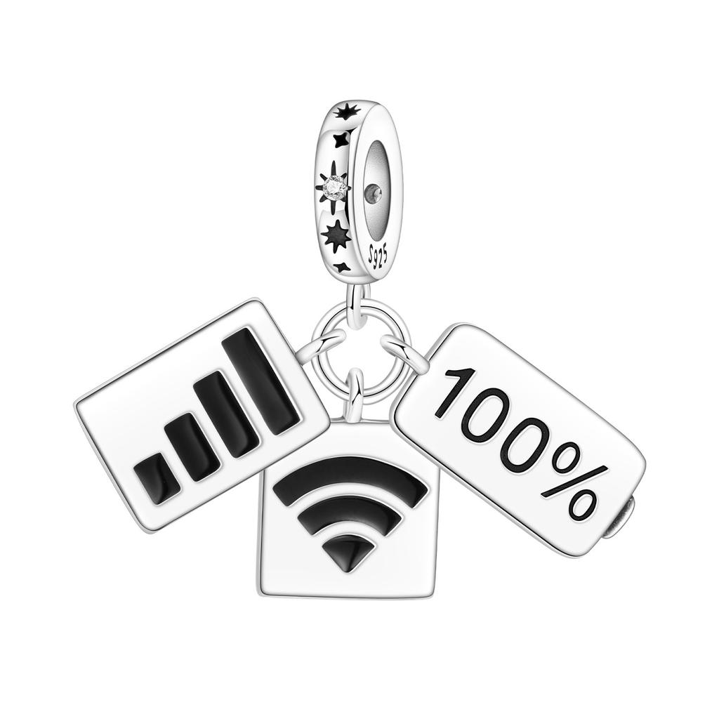 925 Silver Music Rock Pendants Bracelet Charms DIY Jewelry Party Beads Exquisite Festival Gifts Accessories for Women Men