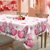 Розовая клетчатая скатерть с узором сердечек, скатерть для обеденного стола прямоугольной/круглой формы с мультяшным гномом, водонепроницаемая накидка на кофейный столик