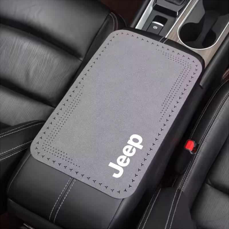 AIY5 Car Armrest Box Mat Soft Case Center Console Box Pad Mat For Jeep Grand Cherokee Wrangler JK Gladiator Compass Renegade Patriot