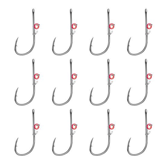 6/12Pcs Live Shrimp Fixing Hook Heavy Duty Carbon Steel Barbed Fishhook with Hole Freshwater Saltwater Fishing Hook Fishing Accessories