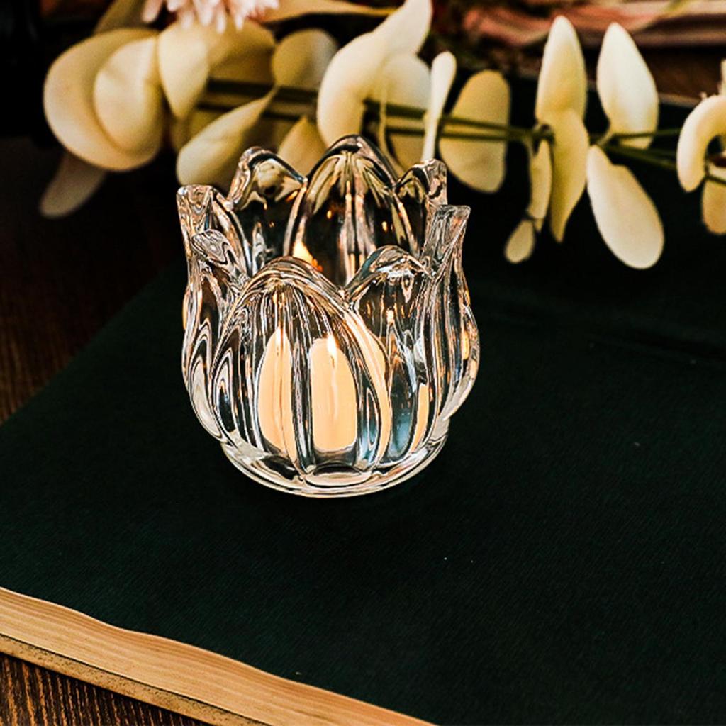 Стеклянный подсвечник в форме цветка. Подставка для чайной свечи.