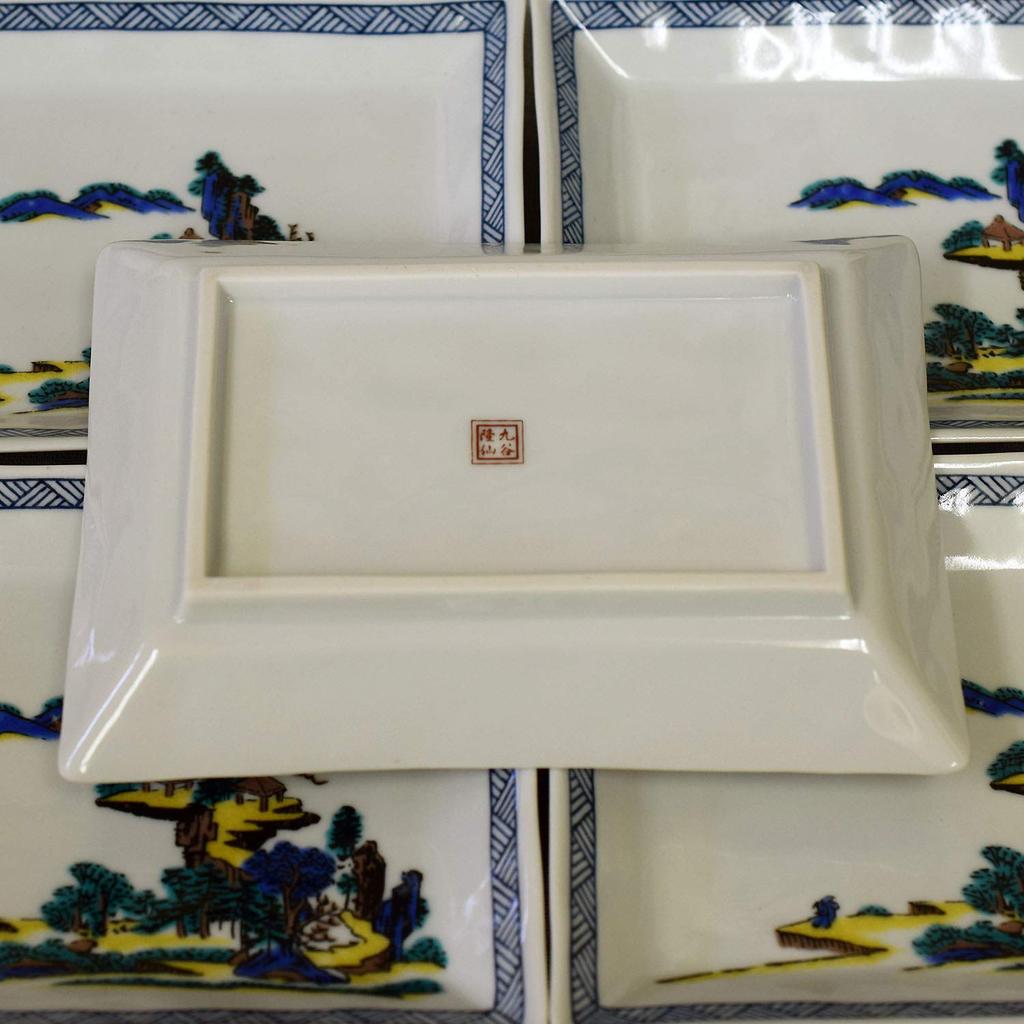 Стильный набор маленьких тарелок Кутани с пейзажем, сделано в Японии (5 кусков) Дизайн,