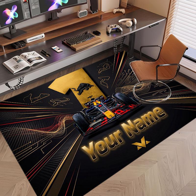 Custom Rug Max Verstappen Pattern Print Name Text Soft Non‑Slip Floor Carpet for Home Indoor Decoration