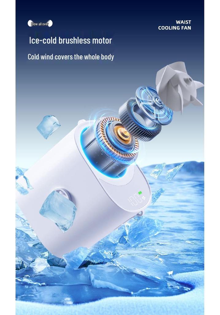 USB Rechargeable Portable Hanging Waist Fan with High-Speed Turbine and Adjustable Clip