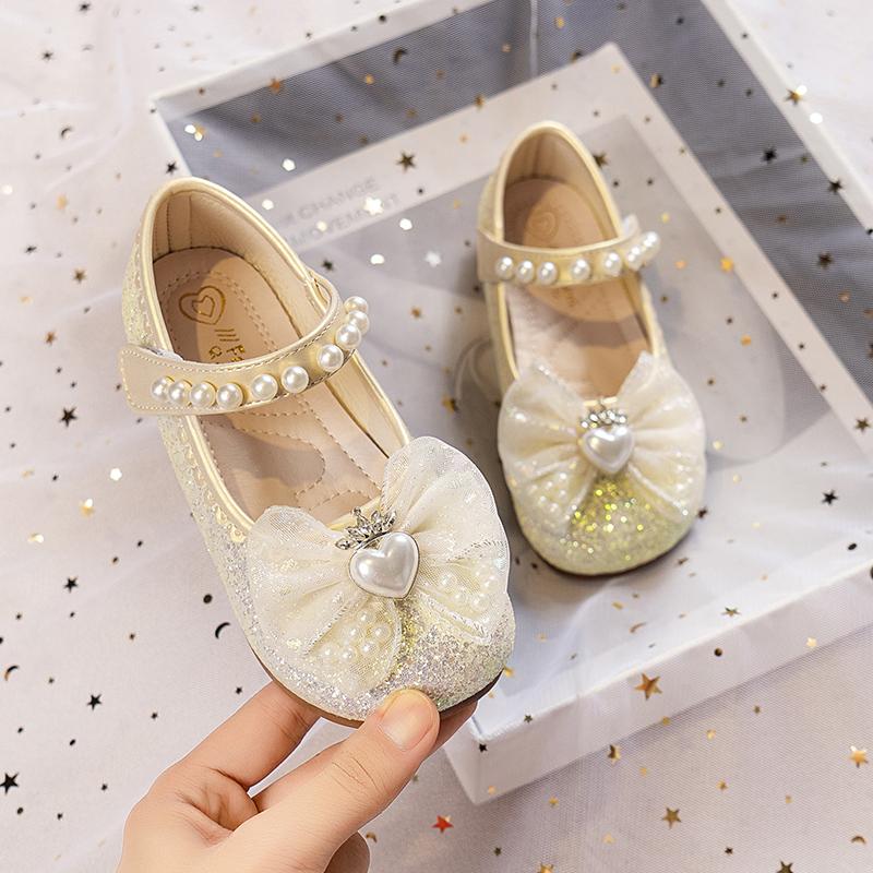 2024 Принцесса Мэри Джейн для вечеринок, свадебных шоу, блестящие любовные короны, банты, жемчуга, элегантные кожаные туфли для девочек, детские, универсальные, простые