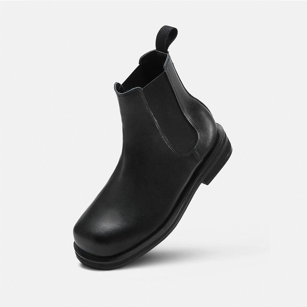 [CUSTOM ADE] 4cm Cowhide Bold Square Toe Chelsea Boots Alex, CR0060, 7000013320, Popular Korean Shoes