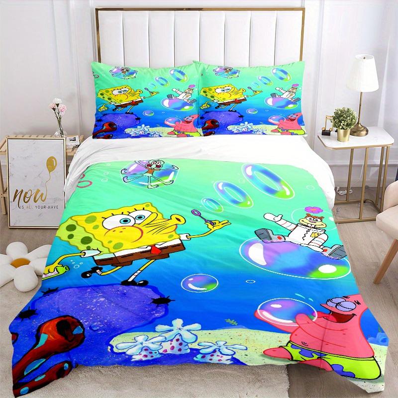 3pcs SpongeBob and Friends Printed Bedding Set, Soft and Comfortable Quilt Cover for Bedroom, Guest Room (1 Duvet Cover + 2 Pillowcases, Pil