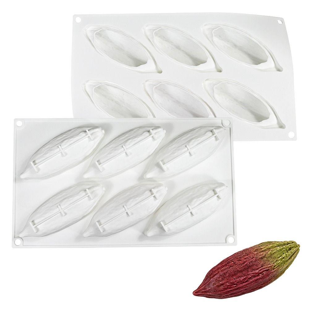 6 Cavity Cocoa Pod Silicone Mold Heat Resistant DIY Cake Decorating Tools Baking Mold Pudding