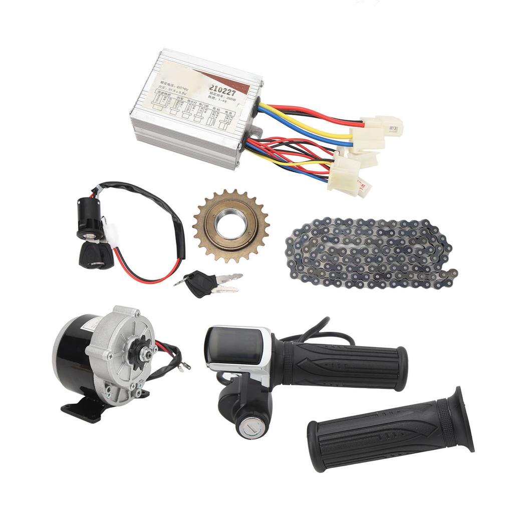 36V 350W Gear Reduction Electric Motor Controller Kit with 22T Sprocket 114 Link Chain 36V Throttle Grip Ignition