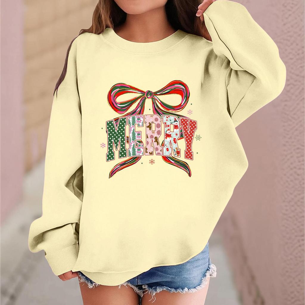 Children's Fashionable Casual Long-sleeved Loose Christmas Print Pullover Sweatshirt