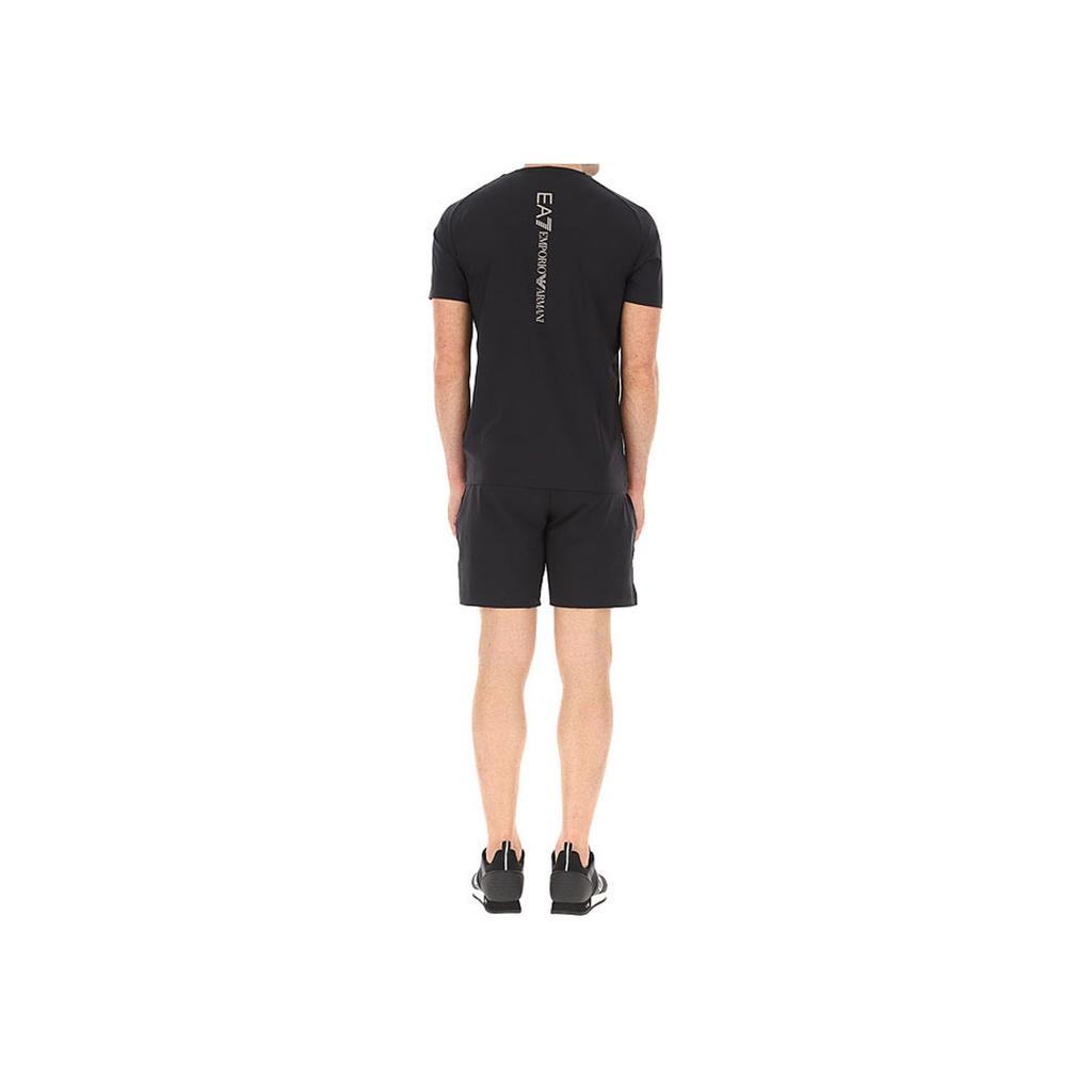 Emporio Armani EA7 Набор спортивный повседневный мужской с принтом букв логотипа, круглый вырез, короткий рукав, Черный 8NPV01-PN2CZ-1200