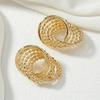 Gold Color Twisted Dangle Earrings for Women Silver Color Braided Metal Hollow Geometric Statement Female Drop Earrings