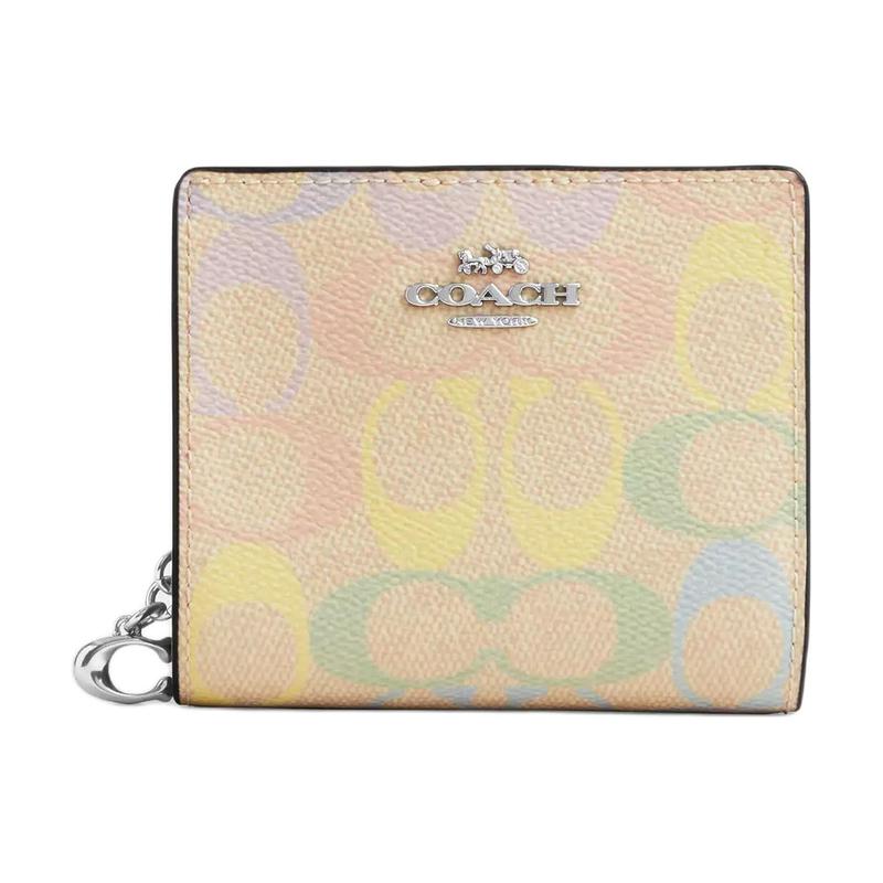Coach Кошелек на кнопке 9 кнопок Окно для ID Кошелек из покрытого холста Женский Разноцветный multicolor