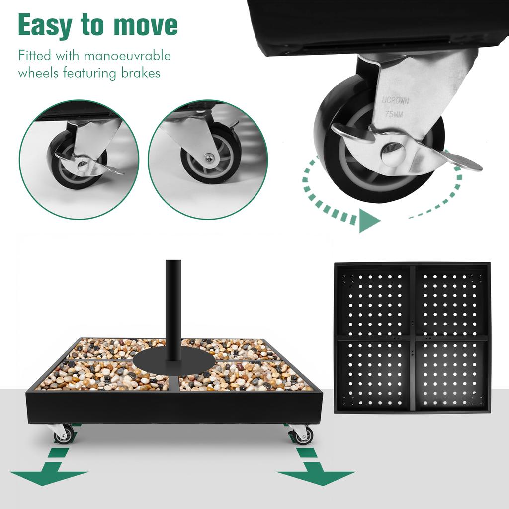 Cantilever Umbrella Base with Wheels Patio Umbrella Stand Base Fillable for Garden Poolside and Lawn