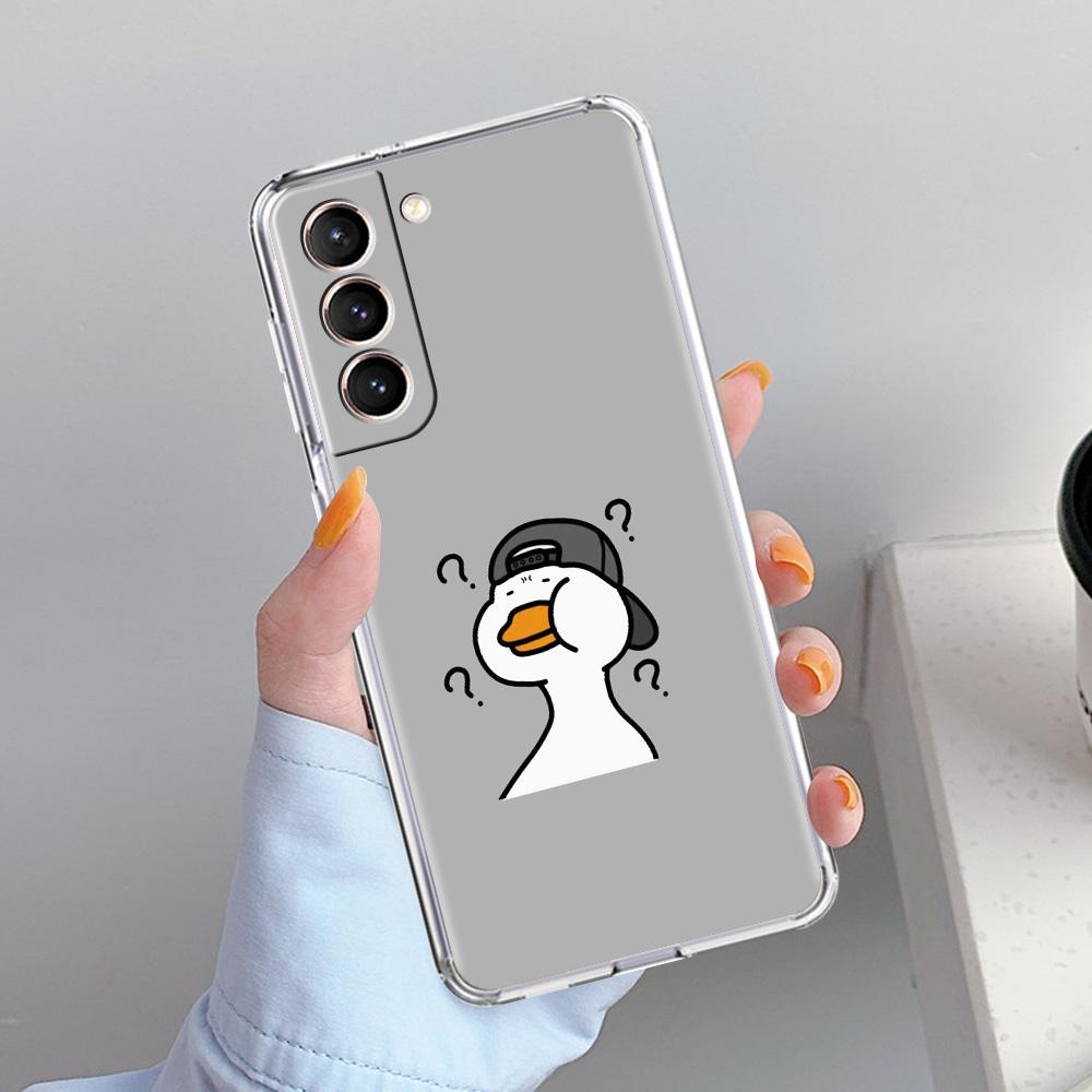 Чехол для телефона Samsung Galaxy S26 S25 S24 S23 S22 Ultra S20 S21 FE 5G Plus Мягкий Прозрачный Чехол Забавный Милый Утенок Модный Парный