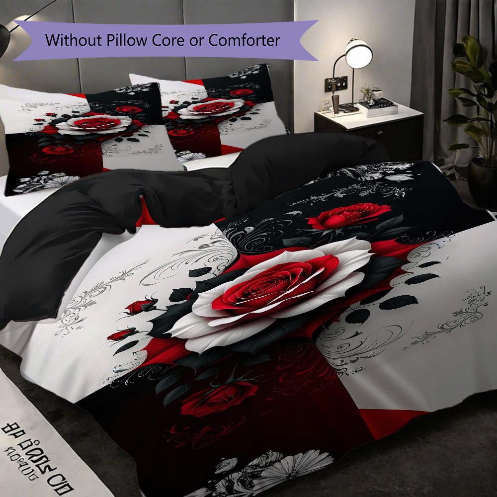 1PC Rose pattern Bedding Quilt Set Quilt Cover Pillowcase Home Decoration Birthday Gift (1 * duvet cover + 25 * pillowcase, without core)
