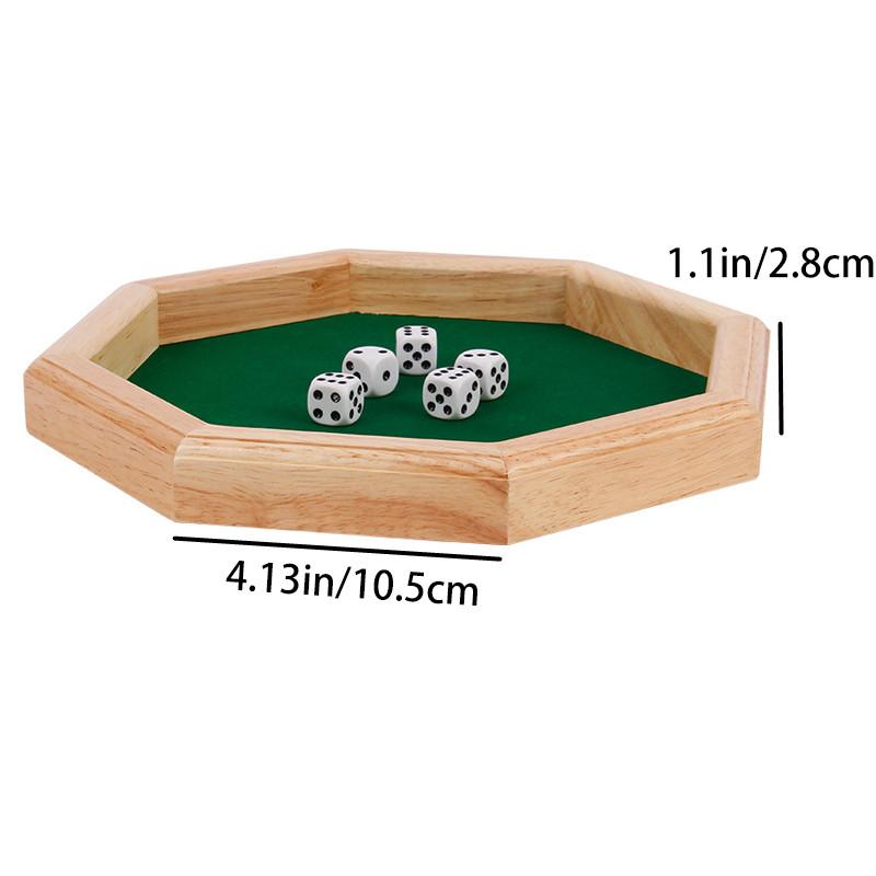 Wooden Octagonal Board Game with 5 Dice, Perfect for Family Game Night, Friends Gathering Party Toy