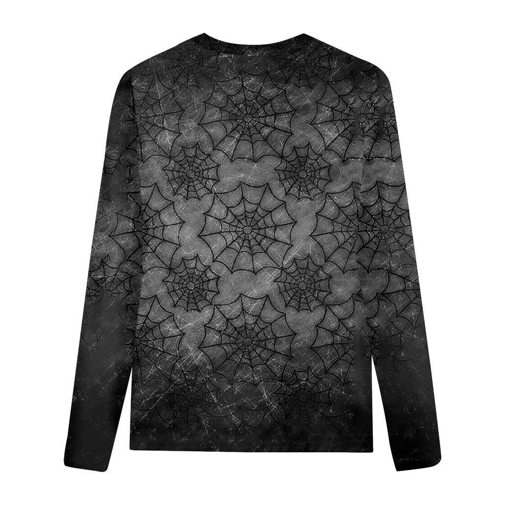 Women's Casual Fashion Halloween Print Long Sleeve O-Neck Pullover Top Blouse