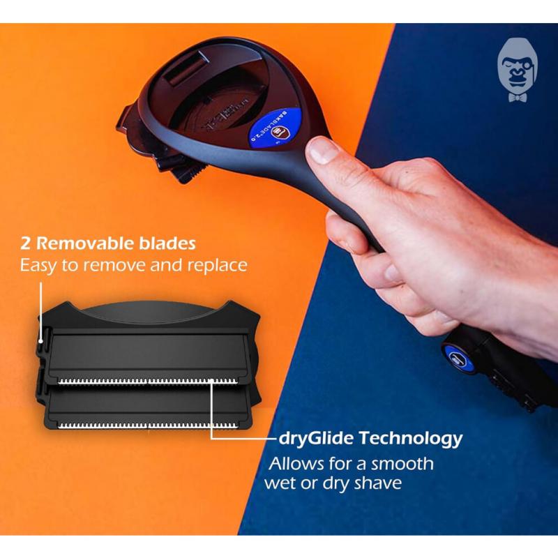 Бритвы для спины Bakblade 2.0 для мужчин | Бритва для волос своими руками, технология безопасных лезвий и эргономичная ручка, влажное и сухое бритье