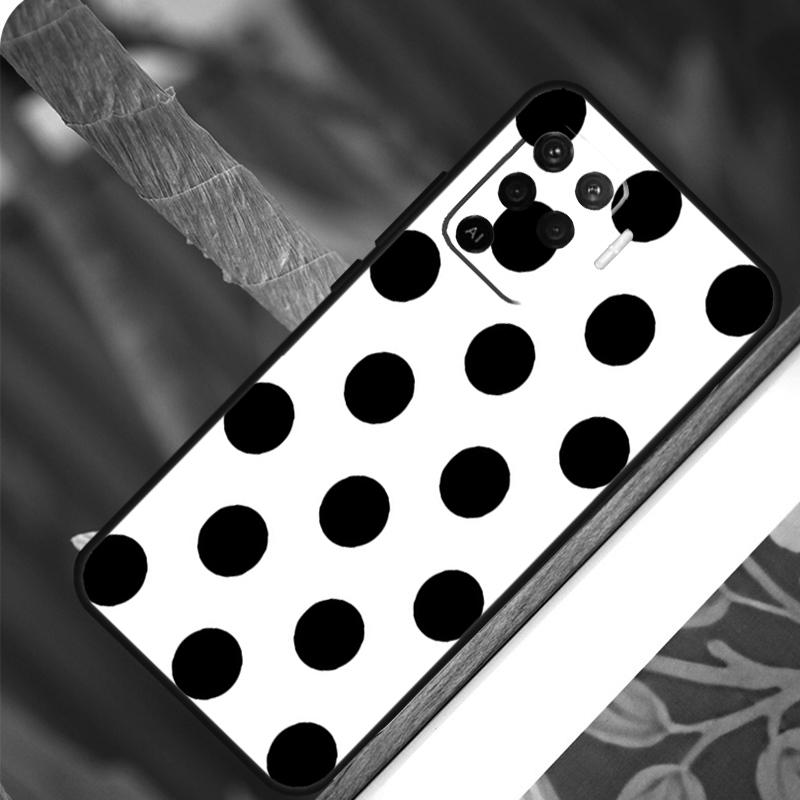 Черно-белый чехол в горошек для OPPO A58 A78 A98 A54 A74 A94 A16 A76 A96 A5 A9 A52 A72 A79 A53S A15 A17 A57 A77